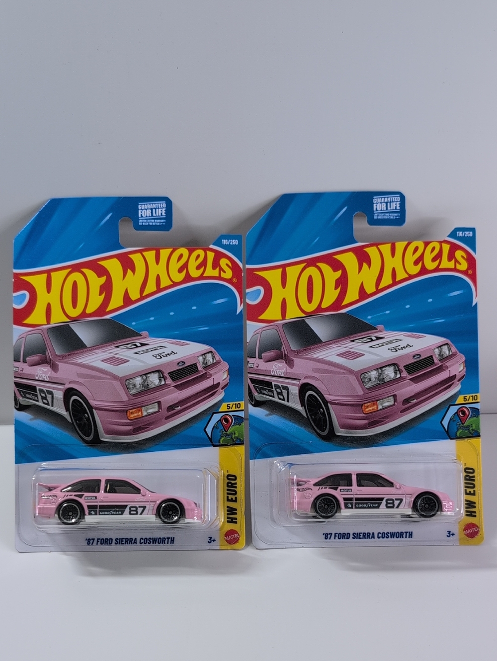 Hot Wheels 87 Ford Sierra Cosworth HW Euro Pink Lot Of 2 Mattel NEW Ships In Box